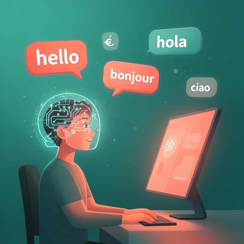 Pessoa conversando com um tutor de idiomas com inteligência artificial